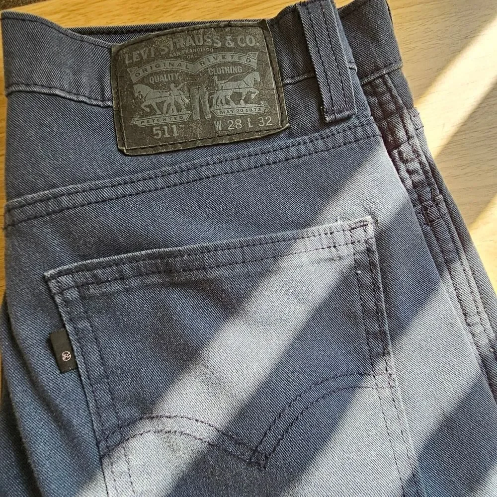Levi's 511 Slim Fit Jeans Men's 28 X 32 Blue Grey Black 100% Cotton Black Label